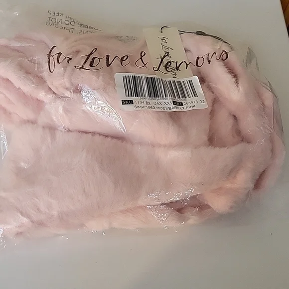 For Love And Lemons Barely Pink Faux Mohair Cropped Sweater - Picture 6 of 6